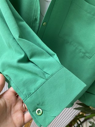 Oversize Balonkol Gömlek Benetton Yeşil