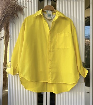 Oversize Balonkol Gömlek Sarı